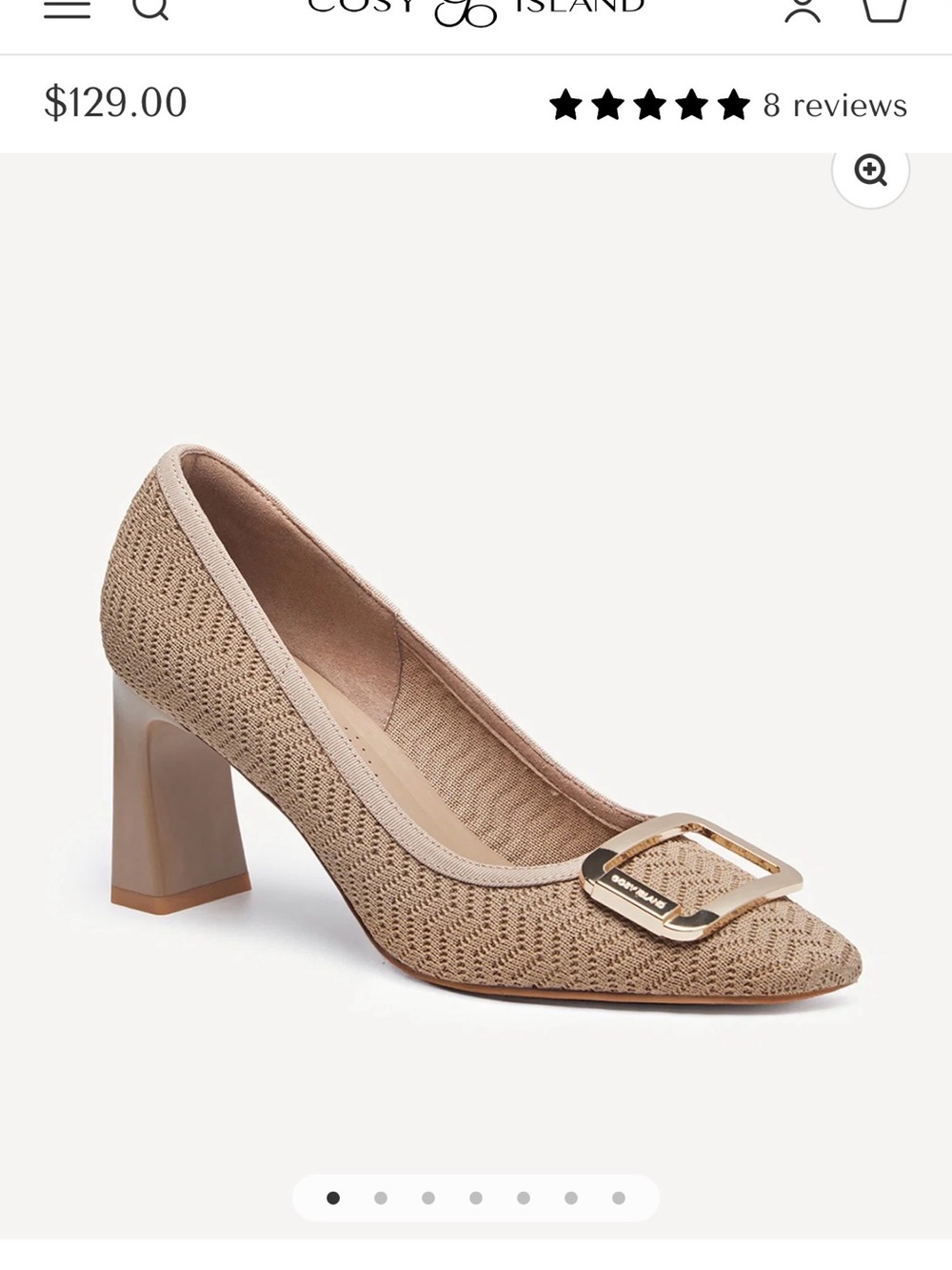 Cosy Island Signature Buckle Square Toe Heeled Pump - Tan